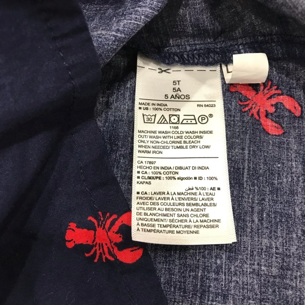 Girls Old Navy Lobster Crawfish Blouse  3/4 Sleeve w/ 3 Button Neckline Size 5…